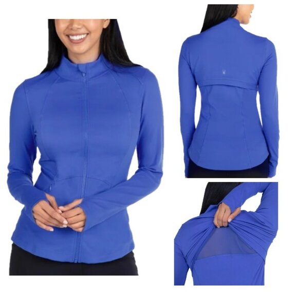 NWT Spyder Women's Yoga Jacket, Blue (Blue Delphi), Back Ventilation, Thumbholes - Picture 1 of 6